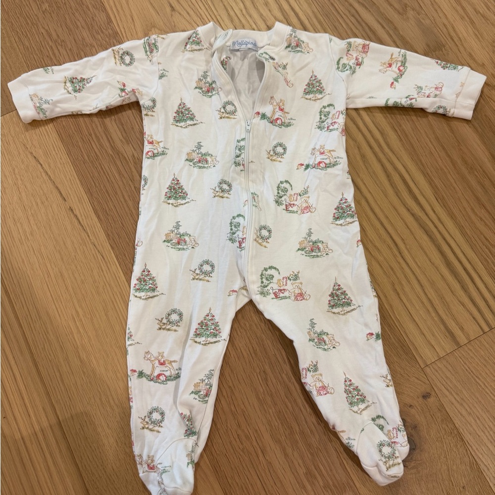Nellapima Christmas Toile Zipper Footie